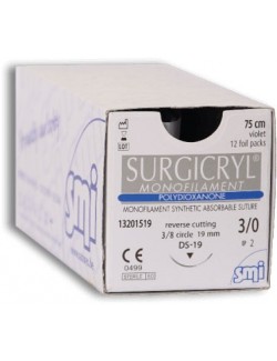 SURGICRYL MONOFILAMENT EP 0.7 USP 6/0 NEEDLE 1/2 CIR TAPER 13 MM/75CM (X12)