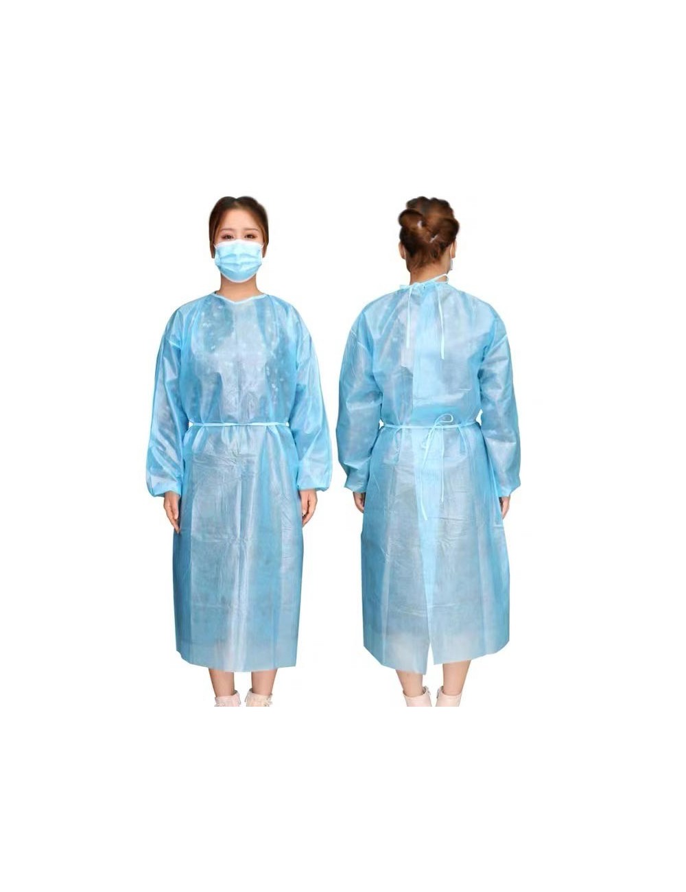 BLOUSE D'ISOLATION NON TISSEE NON STERILE AVEC POIGNETS (X100)